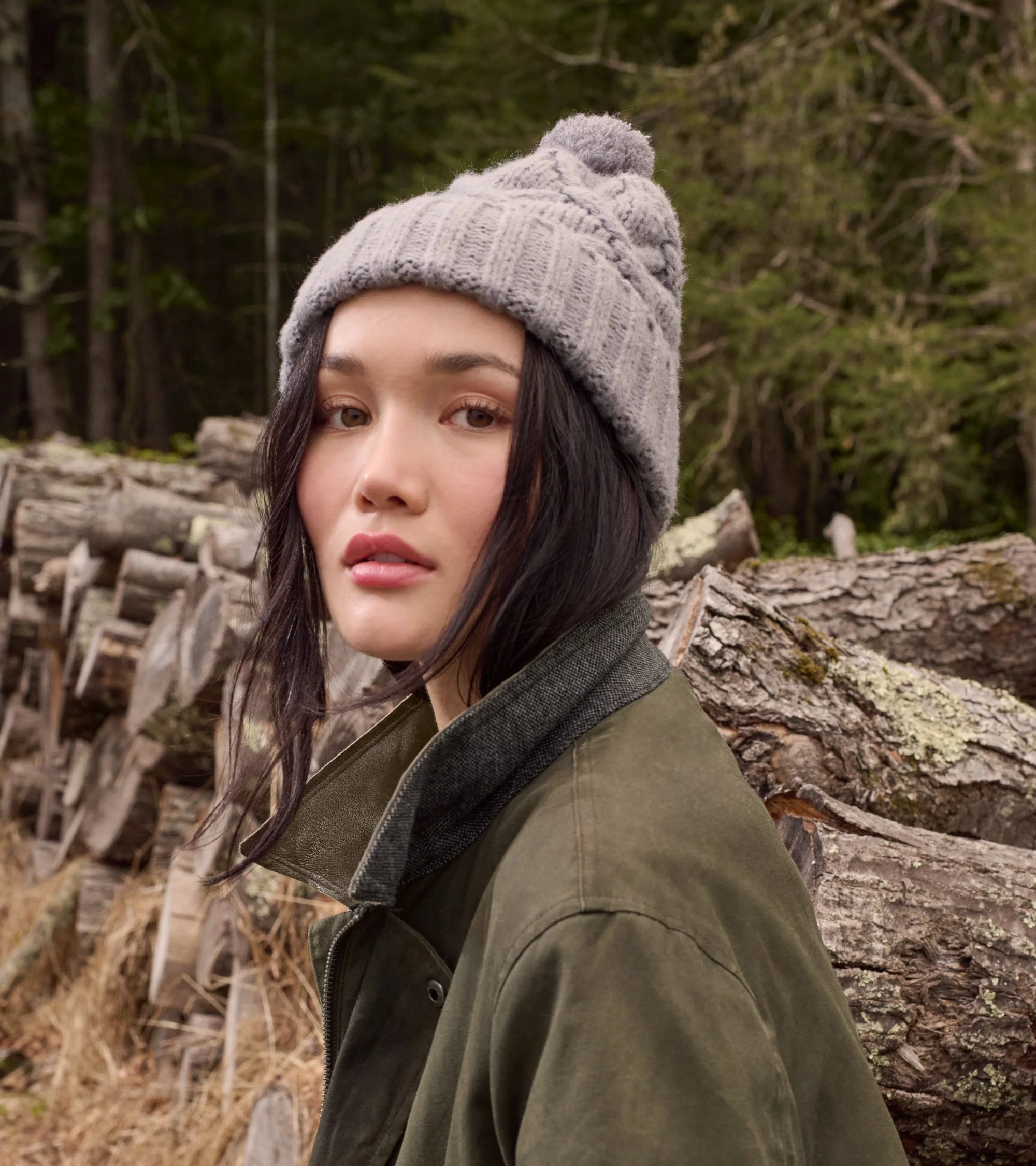 Diamond Cable Pom Hat - Image 4