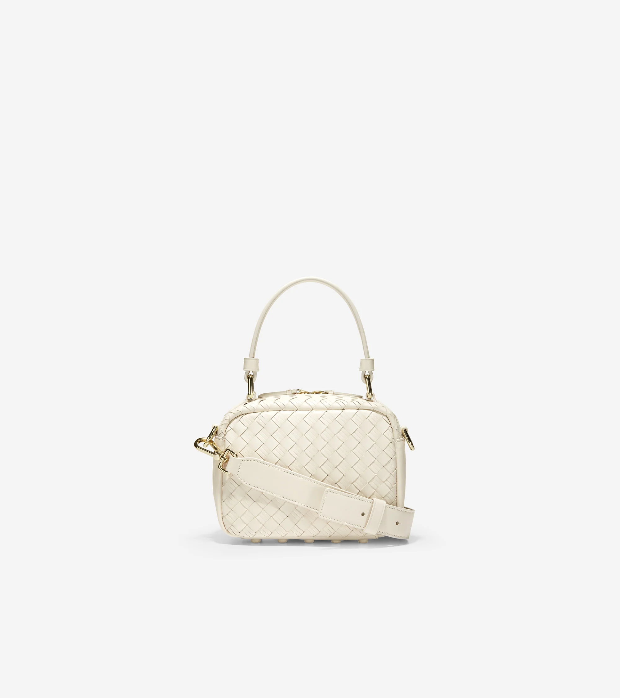 Woven Leather Mini Boston Bag - Image 3