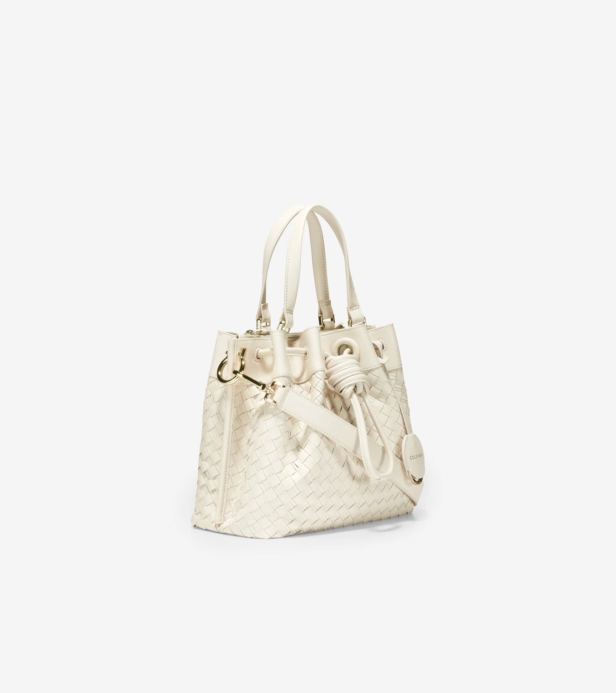 Woven Leather Small Bucket Bag - Image 2