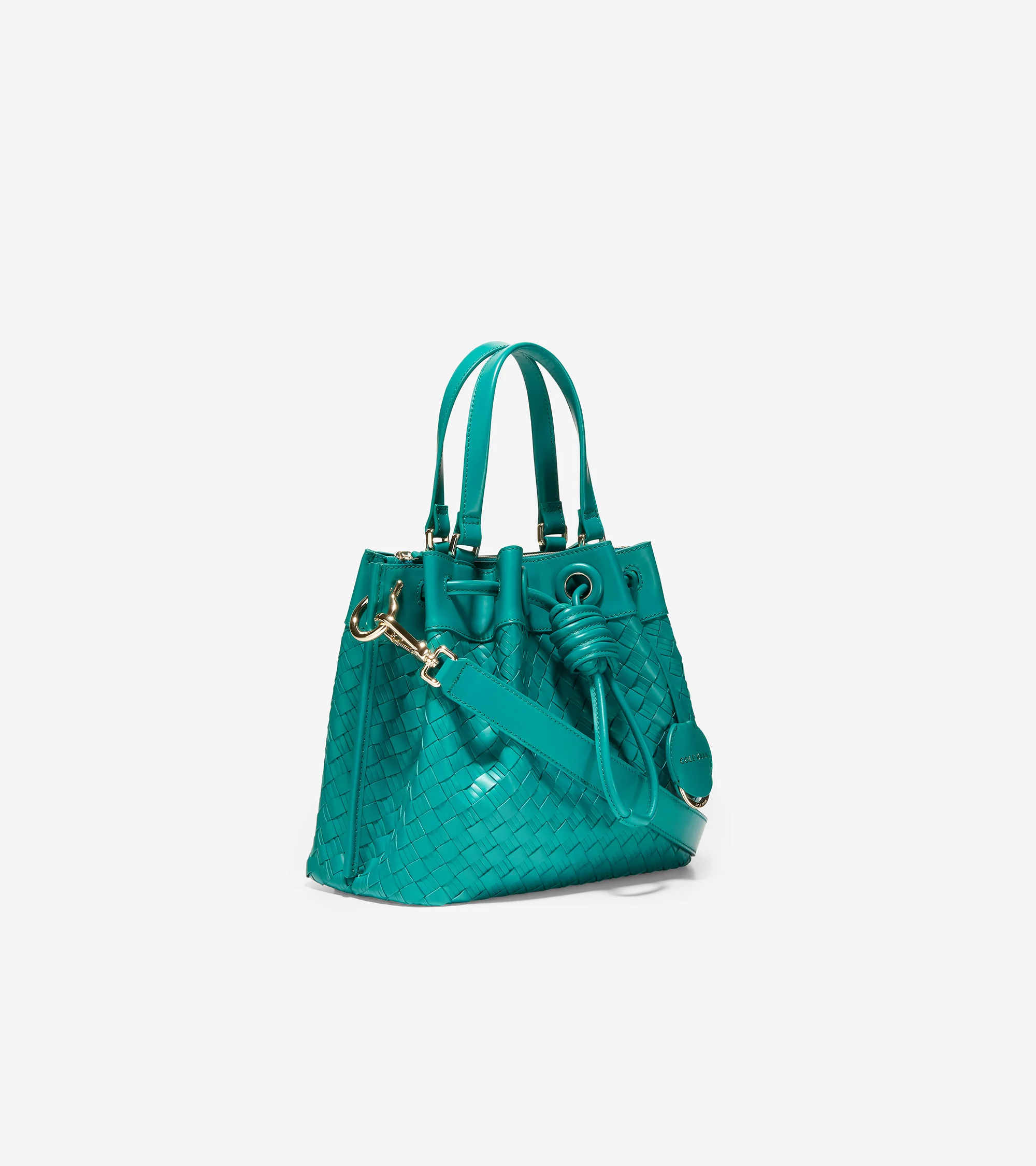 Woven Leather Small Bucket Bag - Image 2