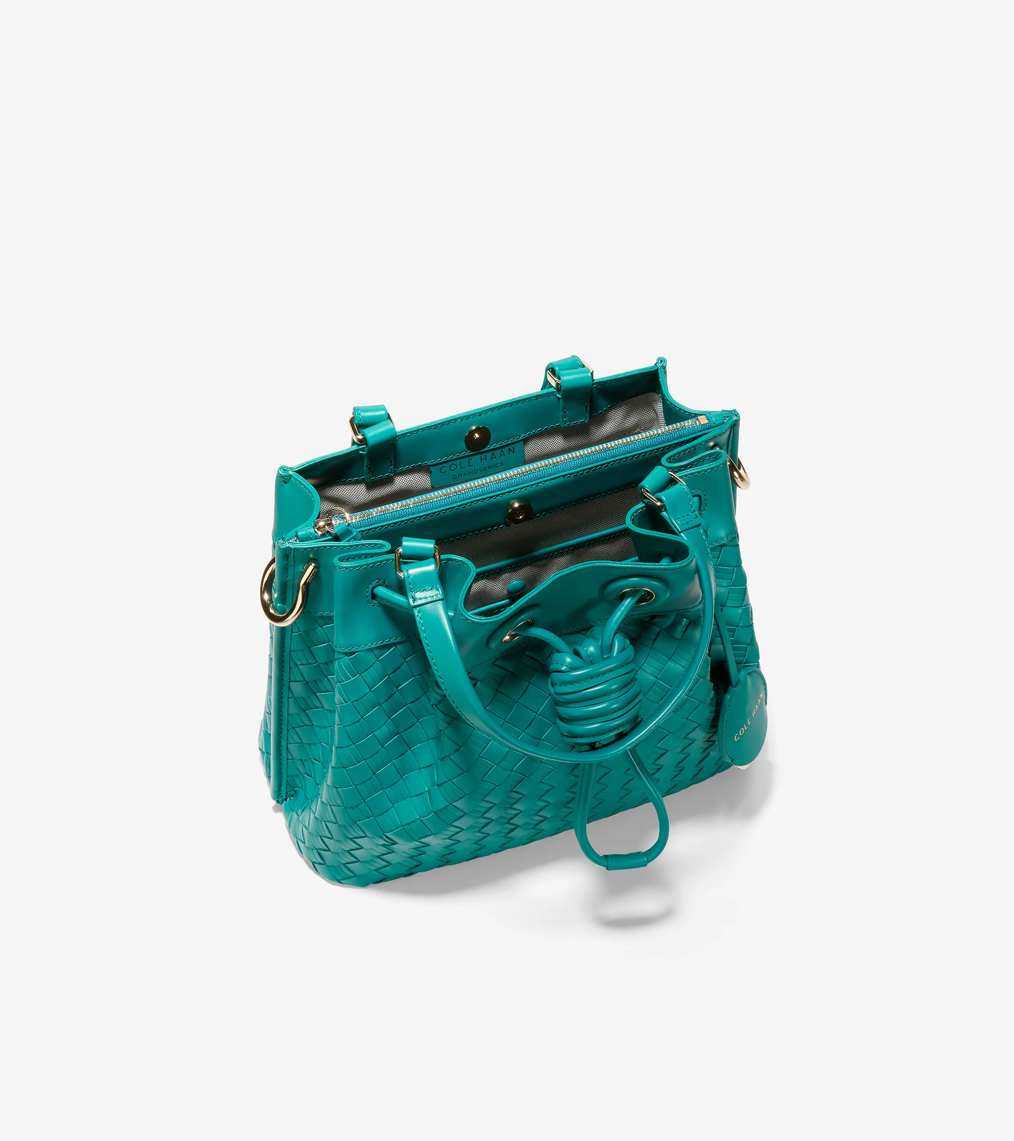 Woven Leather Small Bucket Bag - Image 4