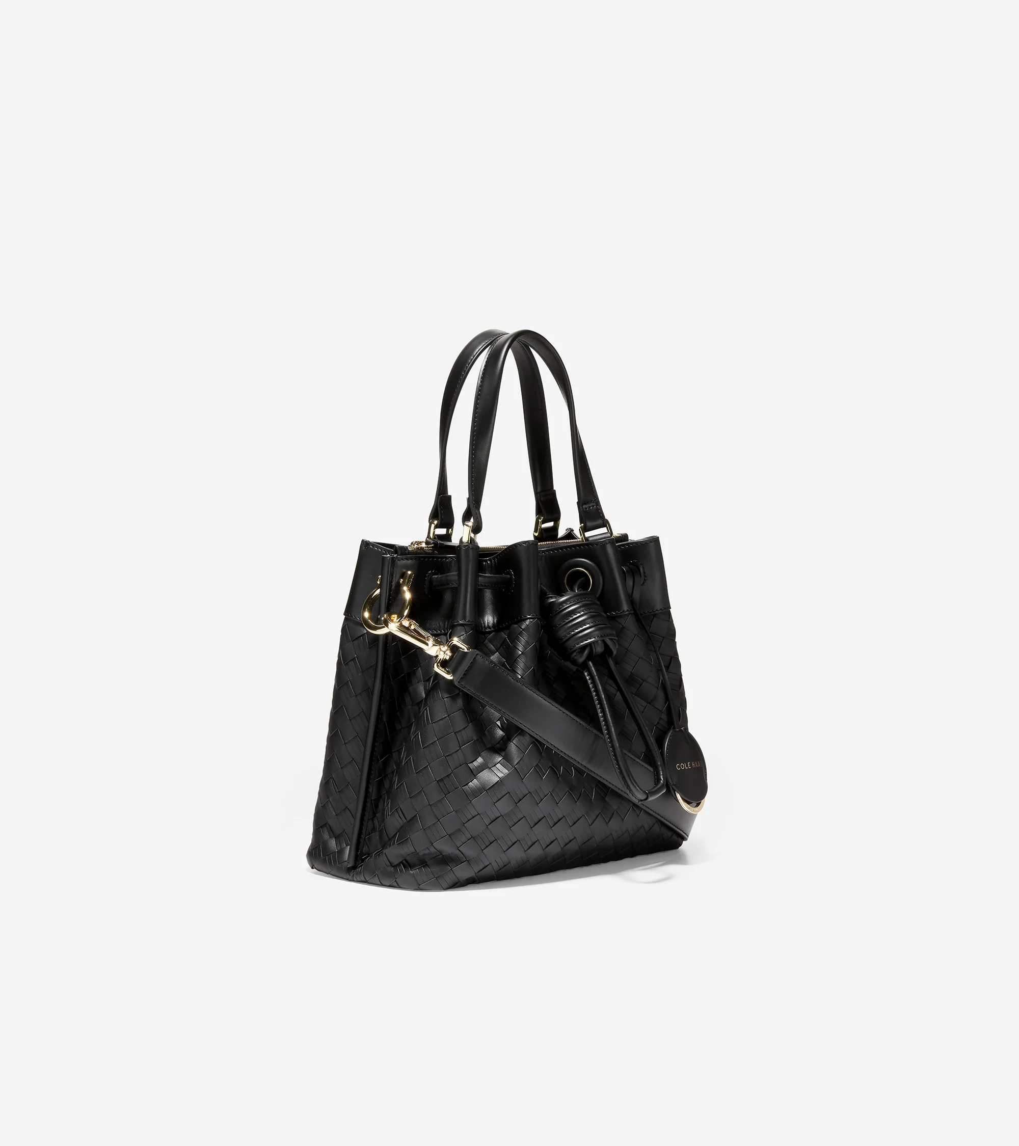Woven Leather Small Bucket Bag - Image 2